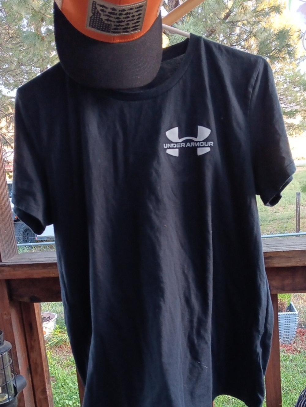 Under Armour Black Short Sleeve Logo Tee with White Chest Emblem